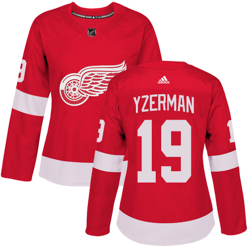 Adidas Detroit Red Wings #19 Steve Yzerman Red Home Authentic Women Stitched NHL Jersey